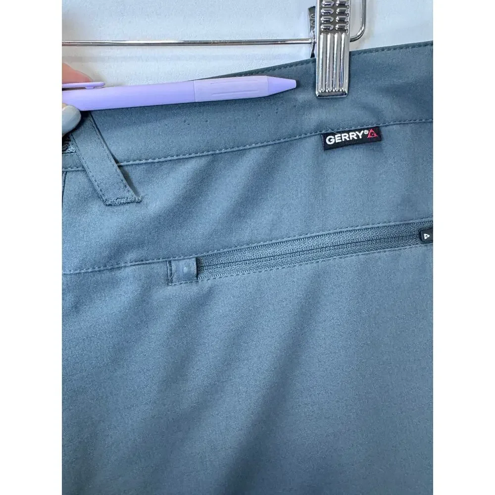 Gerry Mens Trail Hiking Shorts Stretch Zip Pockets Steel Blue Size 36